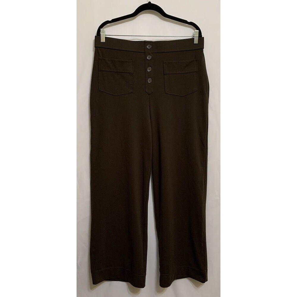 Halara Womens Size XL Pants Dark Green Wide Leg Stretchy No Iron Casual Career